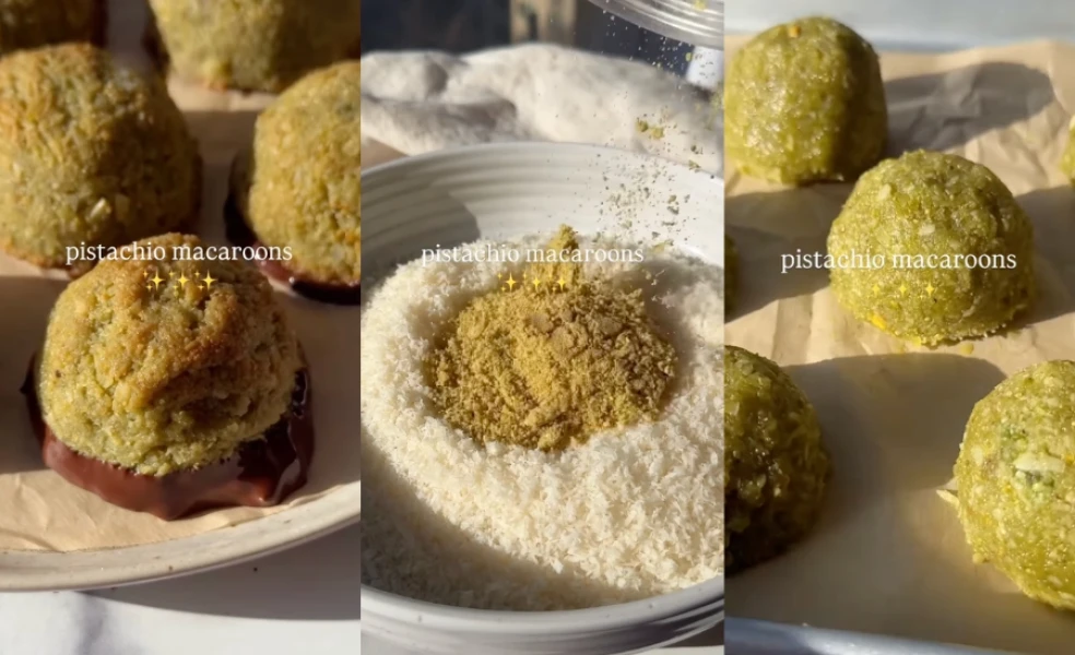 pistáciové makrónky z kokosu recept