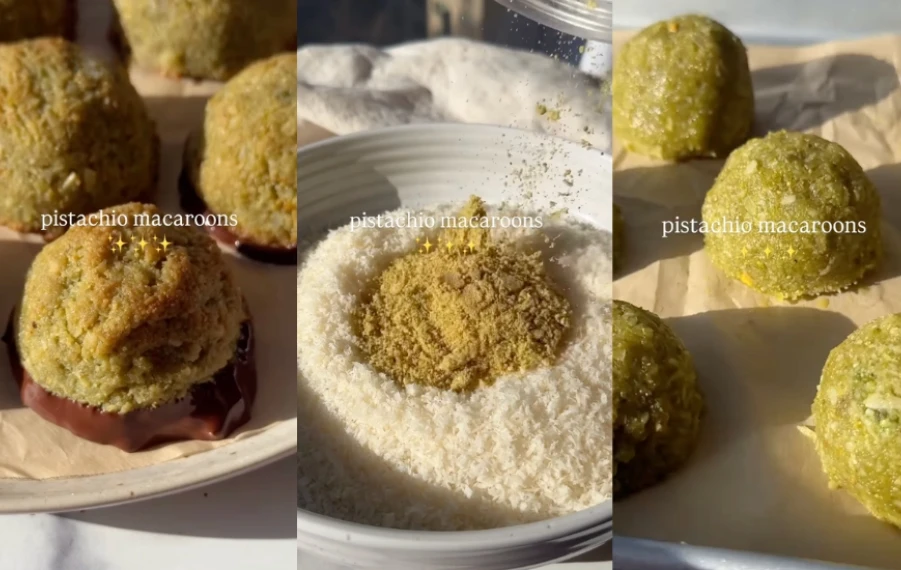 pistáciové makrónky z kokosu recept