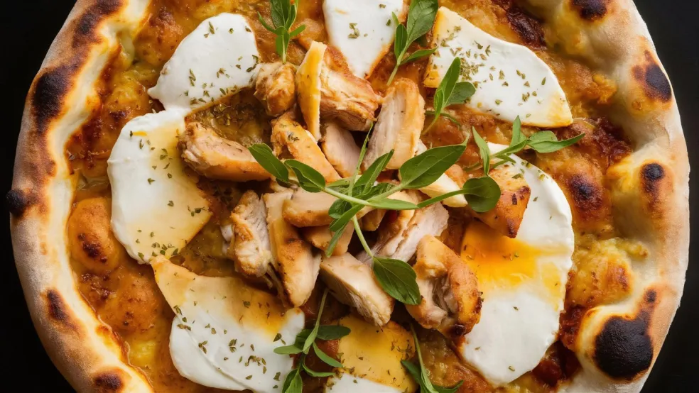 high protein pizza s kuracím mäsom a mozzarellou