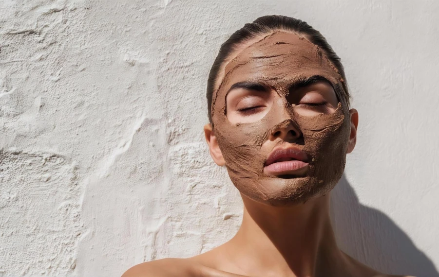 mud mask na tvári pri príležitosti National Mud Pack Day