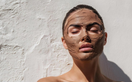mud mask na tvári pri príležitosti National Mud Pack Day